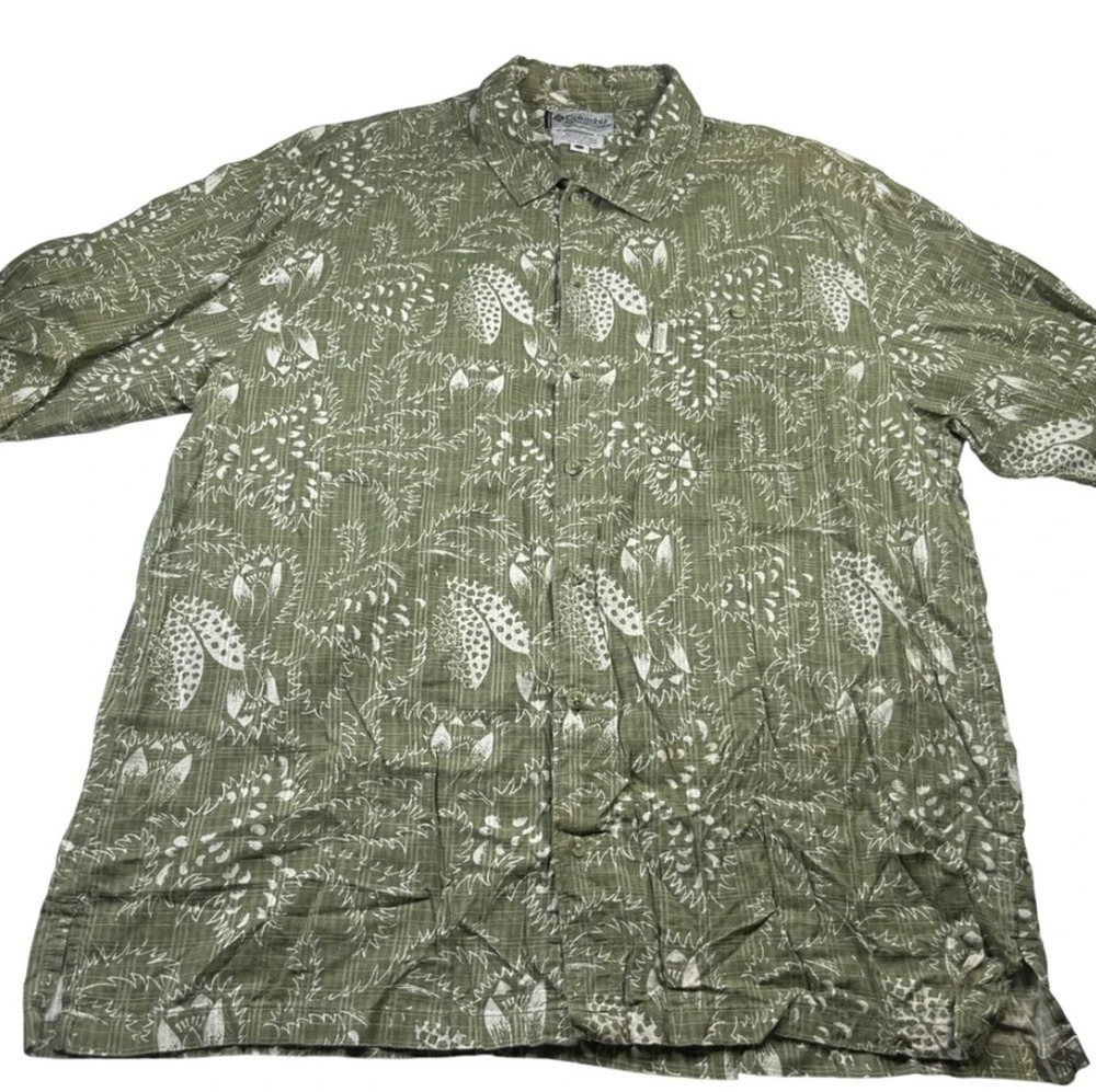 Columbia Men’s Size L Cotton Blend Short Sleeve Button Down Casual Camp Shirt